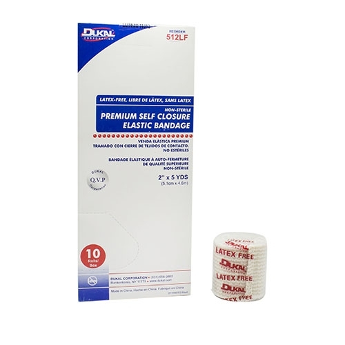 MON813548CS - Dukal - Elastic Bandage Dukal 2 Inch X 5 Yard High Compression Double Hook and Loop Closure Tan NonSterile