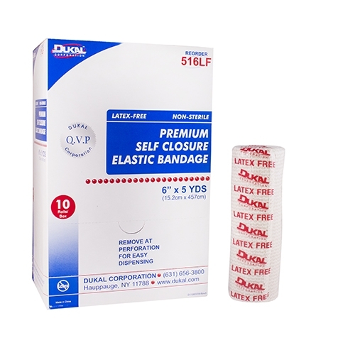 MON813550BX - Dukal - Dukal Elastic Bandage 6&quot; x 5 Yard High Compression Double Hook and Loop Closure Tan NonSterile, 10 EA/BX