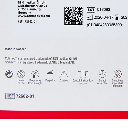 MON816854EA - BSN Medical - BSN Medical Wound Dressing Cutimed Sorbact WCL 4" x 4"