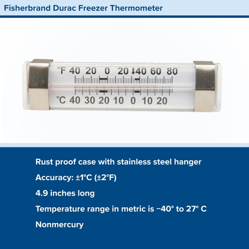 MON822793EA - PANTek Technologies - Refrigerator / Freezer Thermometer Fisherbrand&trade; Durac&reg; Fahrenheit / Celsius -40&deg; to +80&deg;F (-40&deg; to +25&deg;C) Without External Probe Wall Mount Does Not Require Power, 1/EA