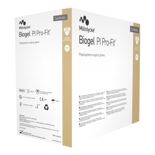 MON824280CS - Molnlycke Healthcare - Molnlycke Healthcare Surgical Glove Biogel&reg; PI Pro-Fit&reg; Size 7 Sterile Polyisoprene Standard Cuff Length Micro-Textured Cream Not Chemo Approved, 200/CS