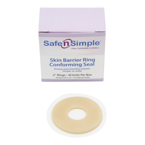 MON825883CS - Safe N Simple - Safe N Simple Skin Barrier Ring Safe-n'Simple Mold to Fit, Standard Wear Adhesive without Tape Without Flange Universal System Hydrocolloid 2" Diameter, 160 EA/CS