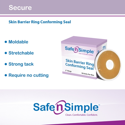 MON825883CS - Safe N Simple - Safe N Simple Skin Barrier Ring Safe-n'Simple Mold to Fit, Standard Wear Adhesive without Tape Without Flange Universal System Hydrocolloid 2" Diameter, 160 EA/CS