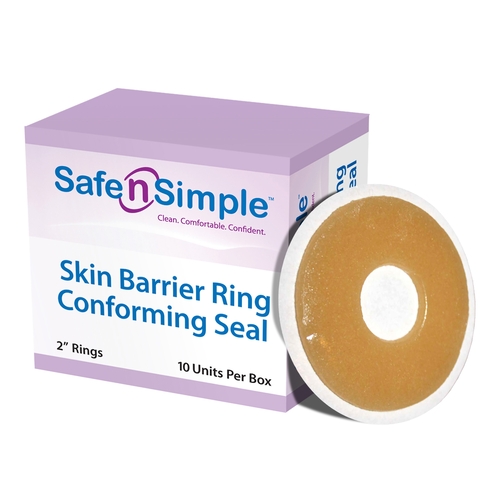 MON825883CS - Safe N Simple - Safe N Simple Skin Barrier Ring Safe-n'Simple Mold to Fit, Standard Wear Adhesive without Tape Without Flange Universal System Hydrocolloid 2" Diameter, 160 EA/CS