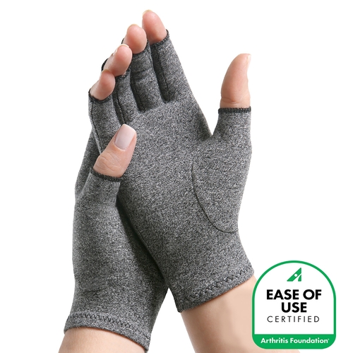 MON830481BX - Brown Medical - IMAK Compression Arthritis Glove, Open Finger, Large, Over-the-Wrist, Hand Specific, 1 Pair/Box, Cotton