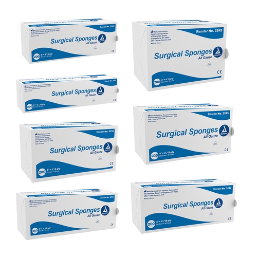 MON830702CS - Dynarex - Dynarex Gauze Sponge 100% Cotton 8-ply 2" x 2" Square, 5000 EA/CS