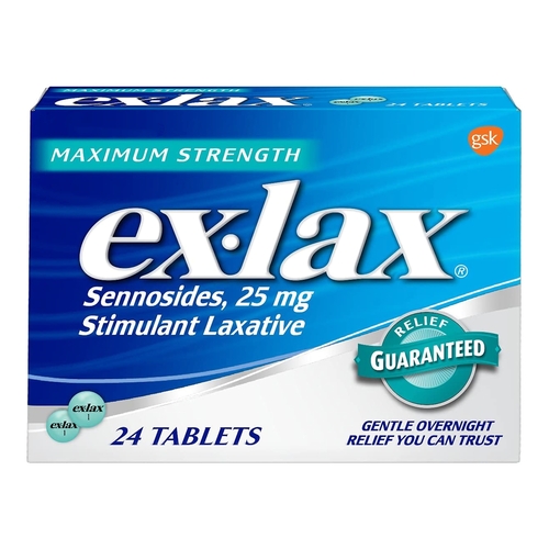 MON830708BX - Novartis - Laxative Ex-lax&reg; Tablet 24 per Box 25 mg Strength Sennosides