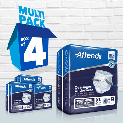 MON830767CS - Attends - Attends Absorbent Underwear Attends Pull On X-Large Disposable Heavy Absorbency, 48 EA/CS