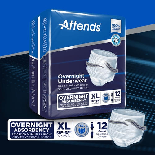 MON830767CS - Attends - Attends Absorbent Underwear Attends Pull On X-Large Disposable Heavy Absorbency, 48 EA/CS
