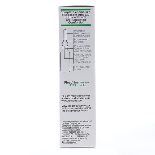 MON830838BX - C.B. Fleet - Enema Fleet 4.5 oz. 19 Gram - 7 Gram Strength Monobasic Sodium Phosphate / Dibasic Sodium Phosphate, 2/BX