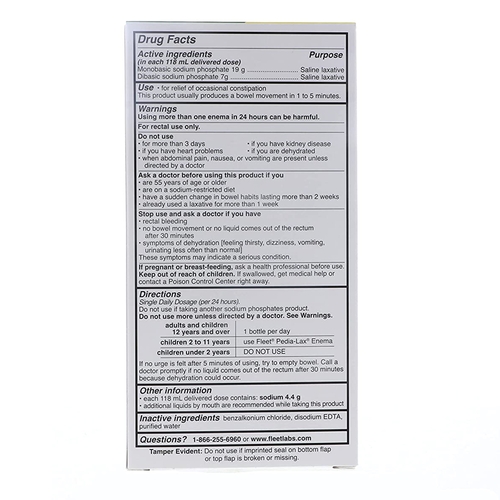 MON830838BX - C.B. Fleet - Enema Fleet 4.5 oz. 19 Gram - 7 Gram Strength Monobasic Sodium Phosphate / Dibasic Sodium Phosphate, 2/BX