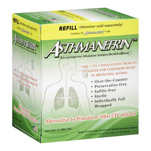 MON831892CT - Nephron Pharmaceutical - Nephron Pharmaceutical Asthma Relief Refill Kit Asthmanefrin 11.25 mg Strength Inhalation Solution 30 per Box