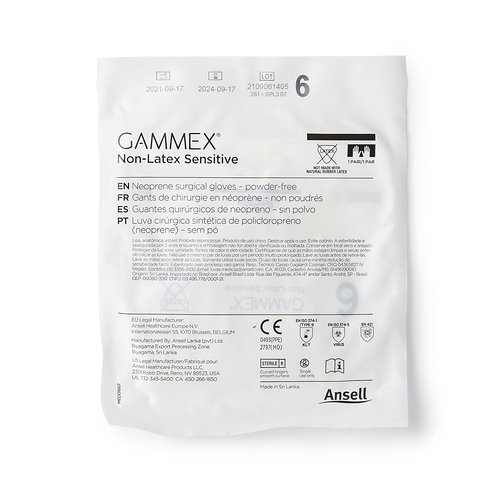 MON833672CS - Ansell - Ansell Surgical Glove GAMMEX Non-Latex Sensitive Size 6 Sterile Polychloroprene Standard Cuff Length Micro-Textured Cream Chemo Tested, 200 EA/CS