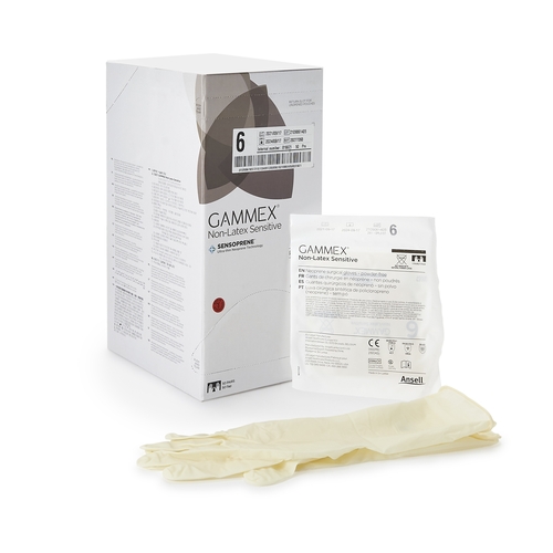MON833672CS - Ansell - Ansell Surgical Glove GAMMEX Non-Latex Sensitive Size 6 Sterile Polychloroprene Standard Cuff Length Micro-Textured Cream Chemo Tested, 200 EA/CS