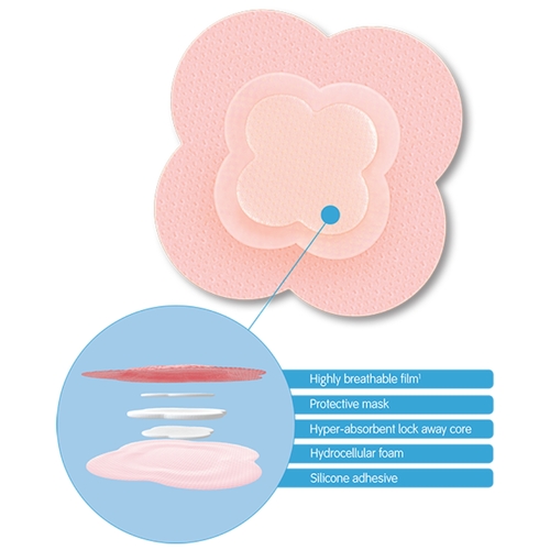 MON834478BX - Smith & Nephew - Smith & Nephew Foam Dressing Allevyn Life 4" x 4" Quadrilobe Sterile, 10 EA/BX