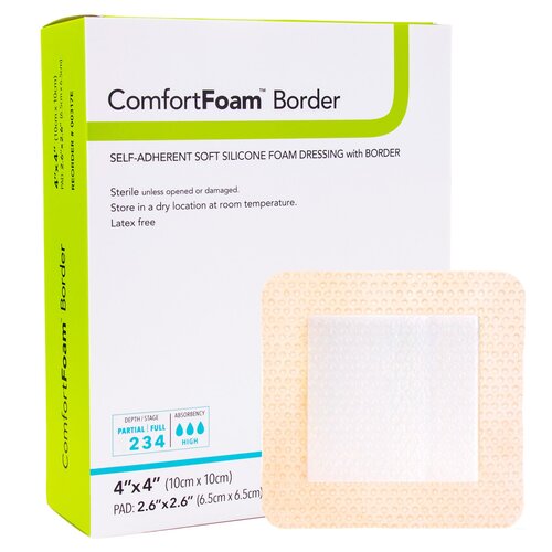 MON835617EA - Dermarite - Dermarite Foam Dressing ComfortFoam Border 4" x 4" Square Border Sterile