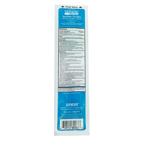 MON837484CS - Sage Products - Sage Products Toothette Plus Suction Swab Single Use Mouth Care System 2Swabs Sod Bicarb