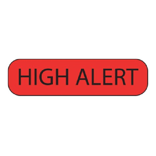 MON841059RL - PDC Healthcare - Pre-Printed Label MedVision&reg; Warning Label Red Paper High Alert Black Alert Label 3/8 X 1-7/16 Inch