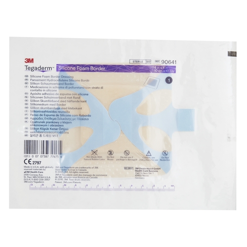 MON842349BX - 3M - 3M Tegaderm&trade; 4" x 4" Square Border 2-3/8" x 2-3/8" Pad Sterile Foam Dressing, 10 EA/BX