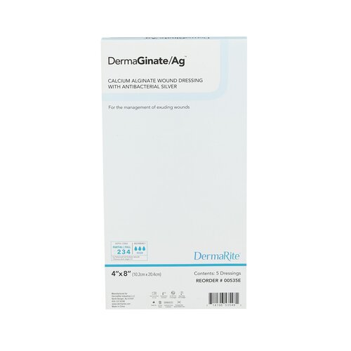 MON844557BX - Dermarite - Dermarite Calcium Alginate Dressing with Silver DermaGinate/ Ag 4" x 8" Rectangle, 5 EA/BX
