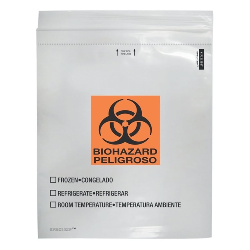 MON846777CS - Minigrip - Minigrip Specimen Transport Bag with Document Pouch Speci-Zip&reg; 12 X 15 Inch Zip Closure Biohazard Symbol / Storage Instructions NonSterile, 250/CS