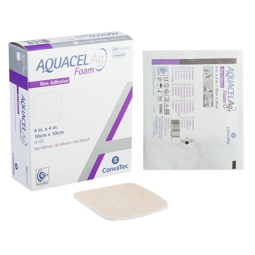 MON849029EA - Convatec - Convatec Foam Dressing with Silver Aquacel Ag 4" x 4" Square