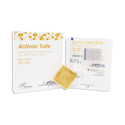 MON849681BX - Dukal - Impregnated Dressing Activon&reg; 2 x 2" Viscose Mesh Manuka Honey Sterile, 5/BX