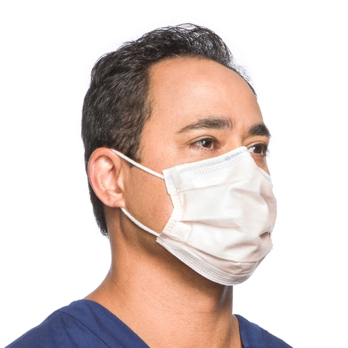 MON849736CS - Halyard - Halyard Procedure Mask FluidShield Anti-fog Foam Pleated Earloops One Size Fits Most Orange NonSterile ASTM Level 3 Adult, 400/CS