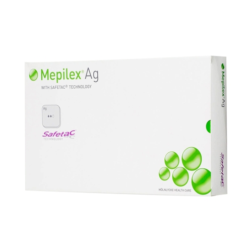 MON850795EA - Molnlycke Healthcare - Molnlycke Healthcare Foam Dressing with Silver Mepilex AG 4" x 5" Square