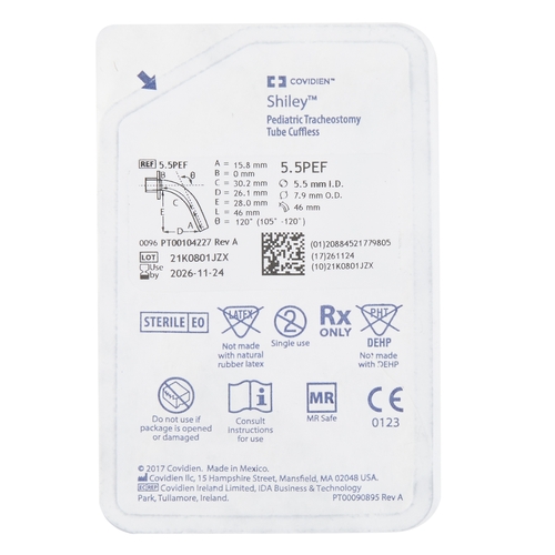 MON853089BX - Medtronic - Tracheostomy Tube Shiley Standard Size 5-1/2 Uncuffed, 1/BX
