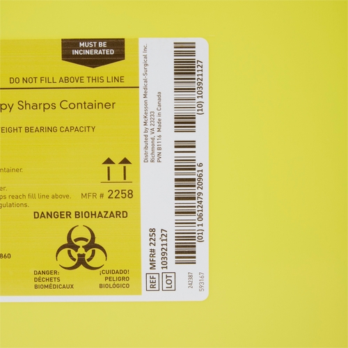 MON854427CS - McKesson - McKesson Sharps Container Prevent&reg; 13.5H X 17.3W X 13L Inch 8 Gallon Yellow - Chemo