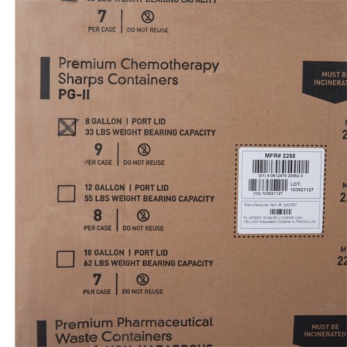 MON854427CS - McKesson - McKesson Sharps Container Prevent&reg; 13.5H X 17.3W X 13L Inch 8 Gallon Yellow - Chemo