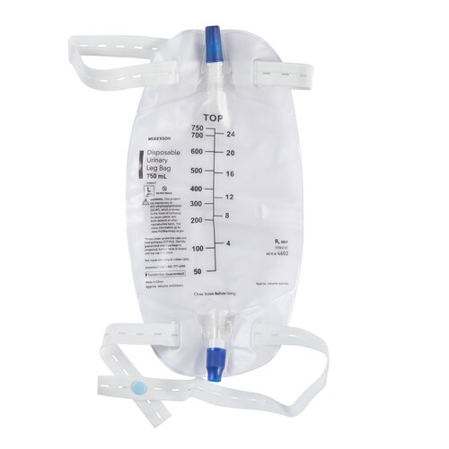 MON854583EA - McKesson - McKesson Urinary Leg Bag Anti-Reflux Valve 750 mL Vinyl