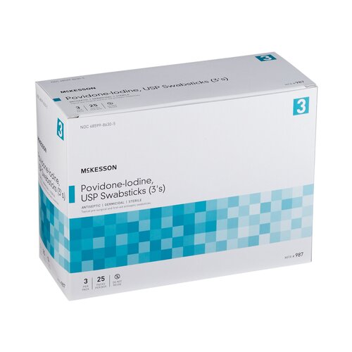 MON854753CS - McKesson - McKesson Swabstick Pvp Str 3/PK 25Pk/BX 10Bx/CSmck Brand, 750 EA/CS