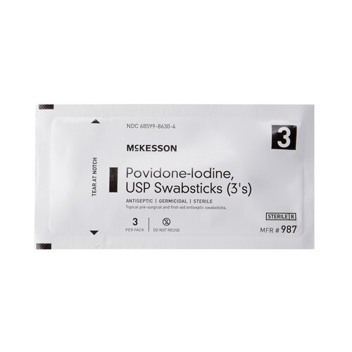 MON854753CS - McKesson - McKesson Swabstick Pvp Str 3/PK 25Pk/BX 10Bx/CSmck Brand, 750 EA/CS