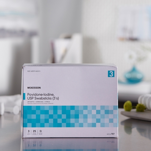 MON854753CS - McKesson - McKesson Swabstick Pvp Str 3/PK 25Pk/BX 10Bx/CSmck Brand, 750 EA/CS