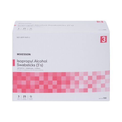 MON854754CS - McKesson - McKesson Swabstick Alchl Str 3/PK25Pk/BX 10Bx/CS Mck Brand, 750 EA/CS