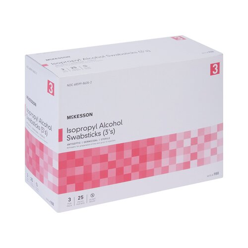 MON854754CS - McKesson - McKesson Swabstick Alchl Str 3/PK25Pk/BX 10Bx/CS Mck Brand, 750 EA/CS