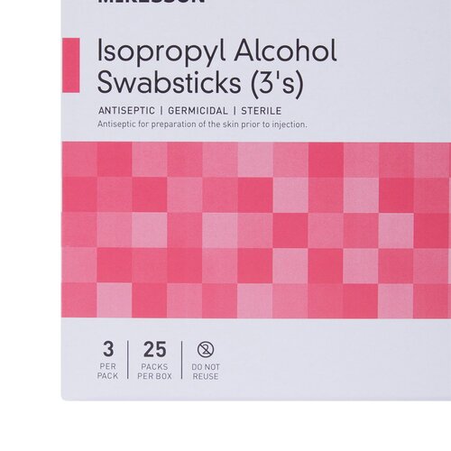 MON854754CS - McKesson - McKesson Swabstick Alchl Str 3/PK25Pk/BX 10Bx/CS Mck Brand, 750 EA/CS