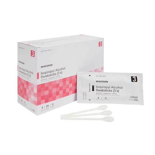 MON854754CS - McKesson - McKesson Swabstick Alchl Str 3/PK25Pk/BX 10Bx/CS Mck Brand, 750 EA/CS