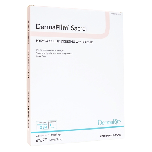 MON855205EA - Dermarite - Dermarite Hydrocolloid Dressing DermaFilm 6" x 7" Sacral Sterile (00279E)