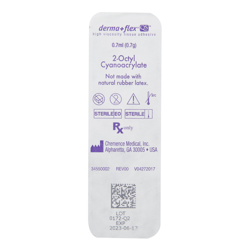 MON860742CS - Chemence Medical - Chemence Medical Skin Adhesive Derma+Flex&reg; QS&trade; 0.7 mL High Viscosity Precision and Dome Applicator Tip 2-Octyl Cyanoacrylate