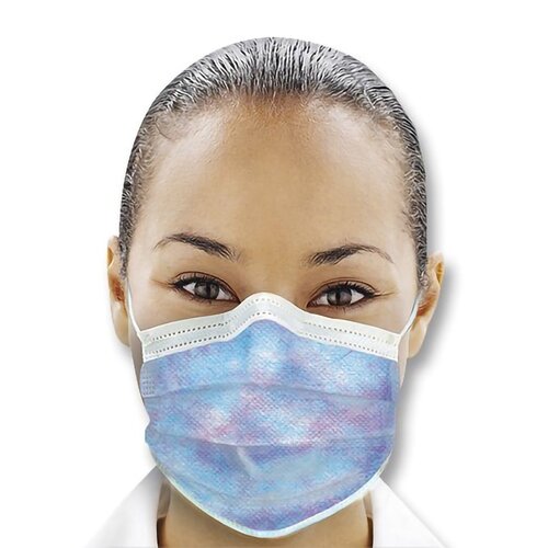 MON862766BX - SPS Medical Supply - SPS Medical Supply Procedure Mask Isofluid Plus Pleated Earloops One Size Fits Most Multi-Color NonSterile ASTM Level 1 Adult, 50/BX