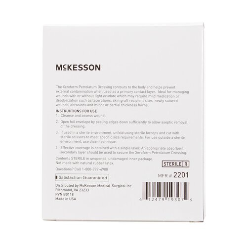 MON864638CS - McKesson - Xeroform Petrolatum Dressing 1 X 8" Gauze Bismuth Tribromophenate Sterile, 50/BX, 4BX/CS