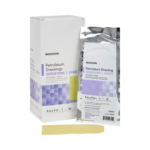 MON864640EA - McKesson - Xeroform Petrolatum Dressing 5" x 9" Gauze, Bismuth Tribromophenate, Sterile
