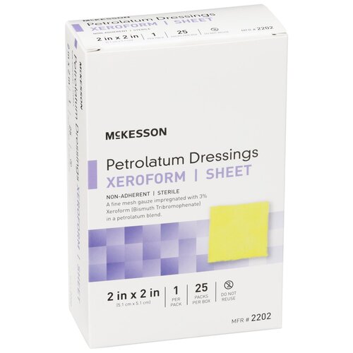 MON865270CS - McKesson - McKesson Xeroform Petrolatum Dressing 2" x 2" Gauze Bismuth Tribromophenate, Sterile, 25 PK/BX, 6 BX/CS