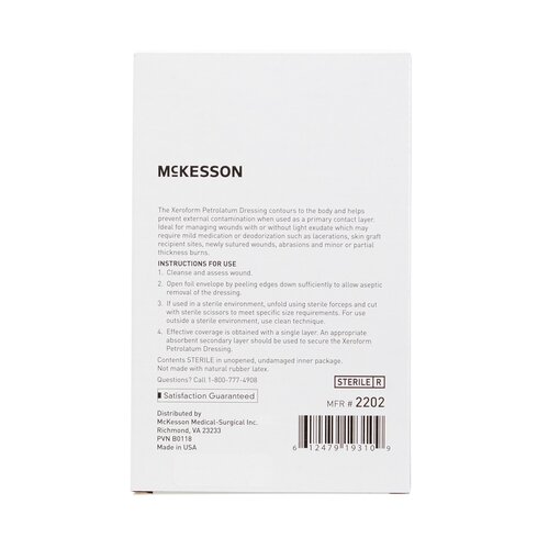 MON865270CS - McKesson - McKesson Xeroform Petrolatum Dressing 2" x 2" Gauze Bismuth Tribromophenate, Sterile, 25 PK/BX, 6 BX/CS