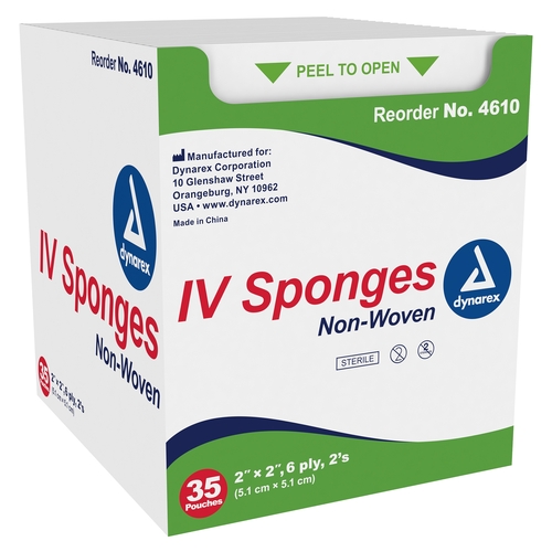 MON865437CS - Dynarex - Dynarex I.V. / Drain Split Dressing 2 x 2&quot; Sterile, 20 EA/CS