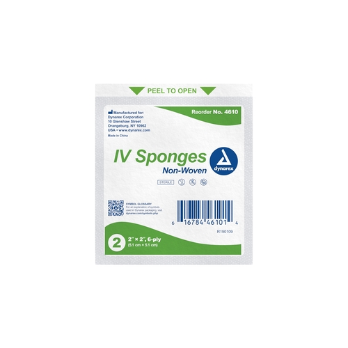 MON865437CS - Dynarex - Dynarex I.V. / Drain Split Dressing 2 x 2&quot; Sterile, 20 EA/CS