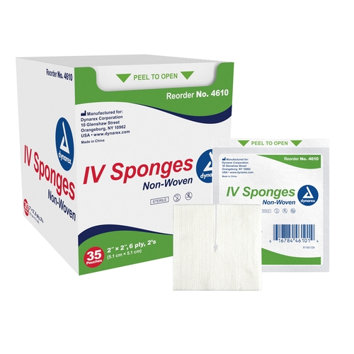 MON865437CS - Dynarex - Dynarex I.V. / Drain Split Dressing 2 x 2&quot; Sterile, 20 EA/CS